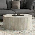 WYNDENHALL Hillmount SOLID MANGO WOOD 36 inch Wide Round Contemporary Drum Coffee Table & Fully Assembled - 36d x 36 w x 14h