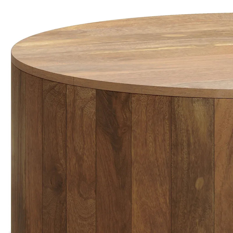 WYNDENHALL Hillmount SOLID MANGO WOOD 36 inch Wide Round Contemporary Drum Coffee Table & Fully Assembled - 36d x 36 w x 14h