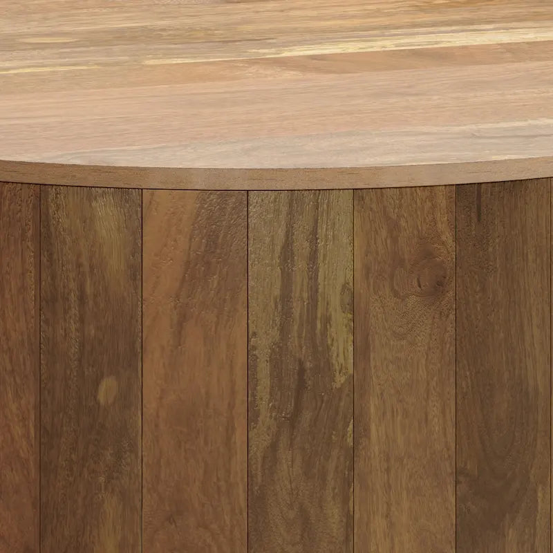 WYNDENHALL Hillmount SOLID MANGO WOOD 36 inch Wide Round Contemporary Drum Coffee Table & Fully Assembled - 36d x 36 w x 14h