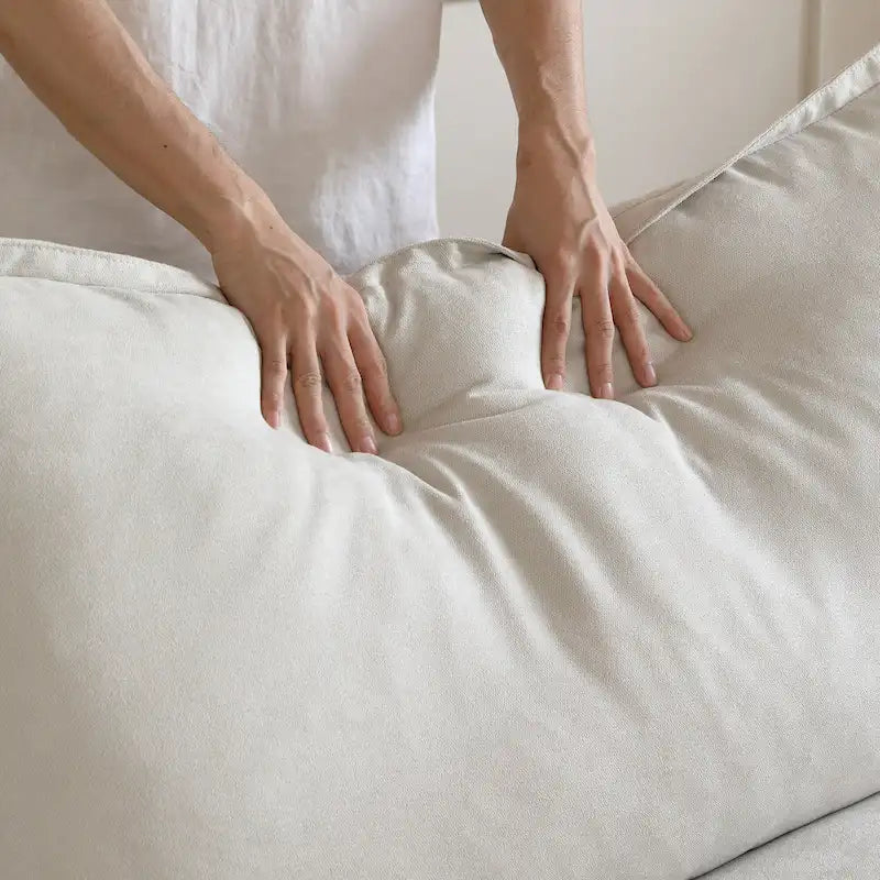 L-shape Linen Sofa Modern Upholstered Sectional Sofa with Ottoman