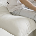 L-shape Linen Sofa Modern Upholstered Sectional Sofa with Ottoman