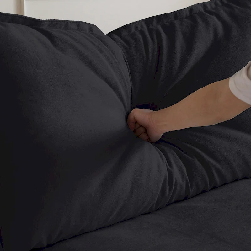 L-shape Linen Sofa Modern Upholstered Sectional Sofa with Ottoman