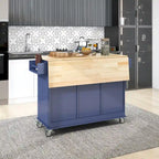 52.7 Inch Width Rolling Mobile Kitchen Island with Locking Wheels