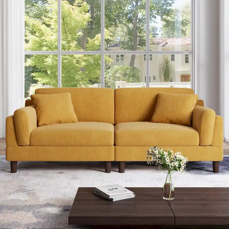90.2W Corduroy Upholstered 2 Seater Living Room Sofa