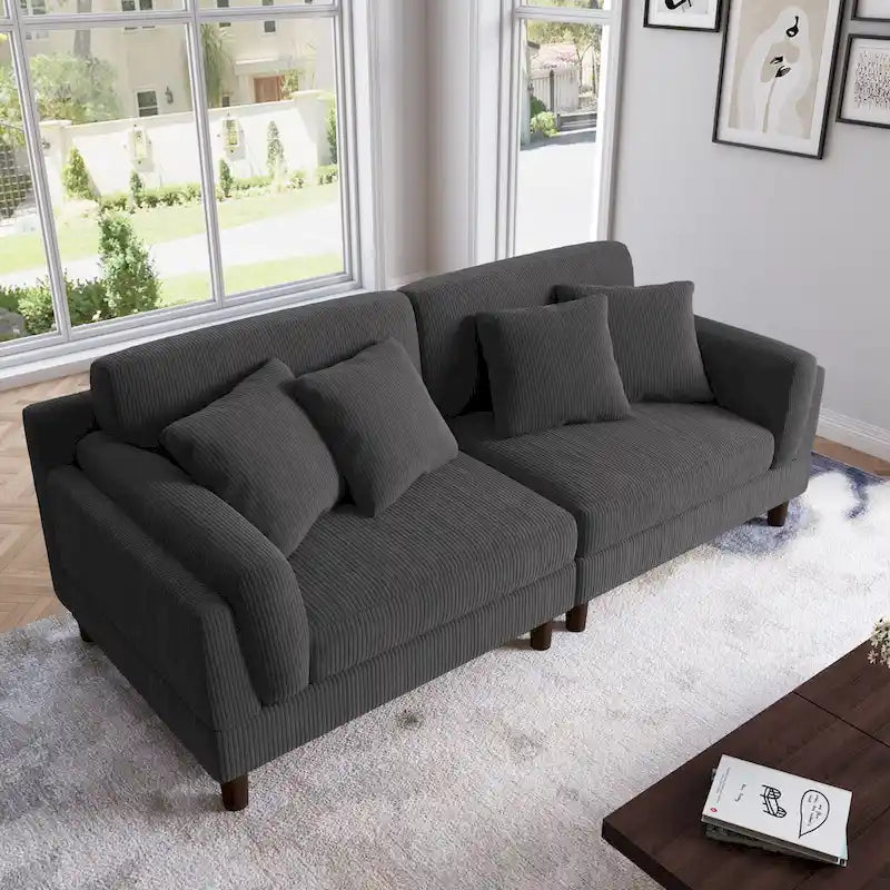 90.2W Corduroy Upholstered 2 Seater Living Room Sofa