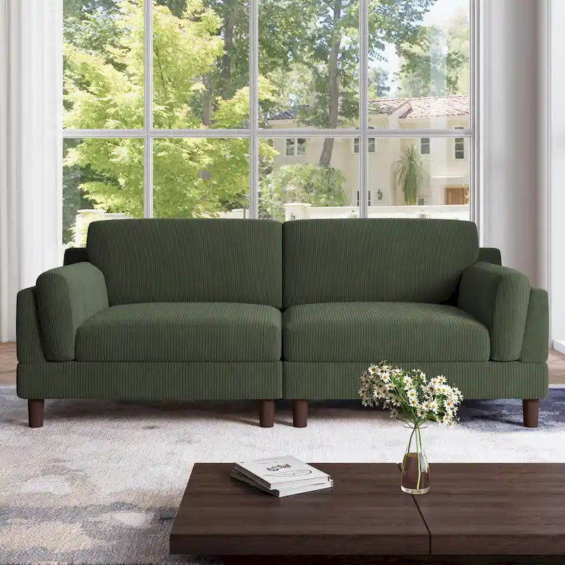 90.2W Corduroy Upholstered 2 Seater Living Room Sofa
