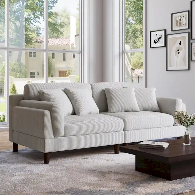 90.2W Corduroy Upholstered 2 Seater Living Room Sofa