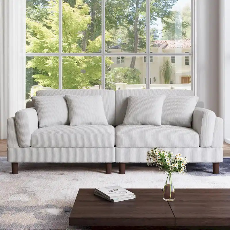 90.2W Corduroy Upholstered 2 Seater Living Room Sofa