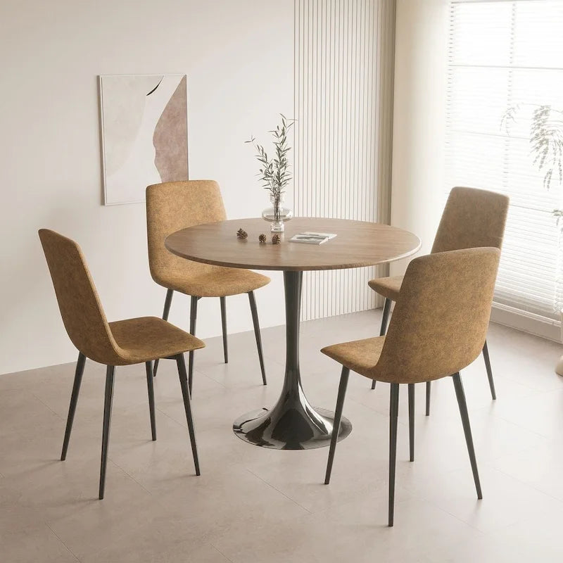 5 Pieces Dining Set, Round Dining Table with 4 Chairs