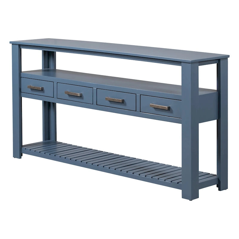 Modern Console Table for Living Room with 4 Drawers and 2 Shelves