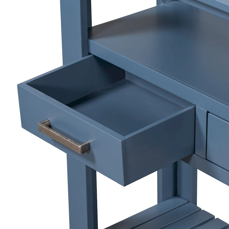 Modern Console Table for Living Room with 4 Drawers and 2 Shelves