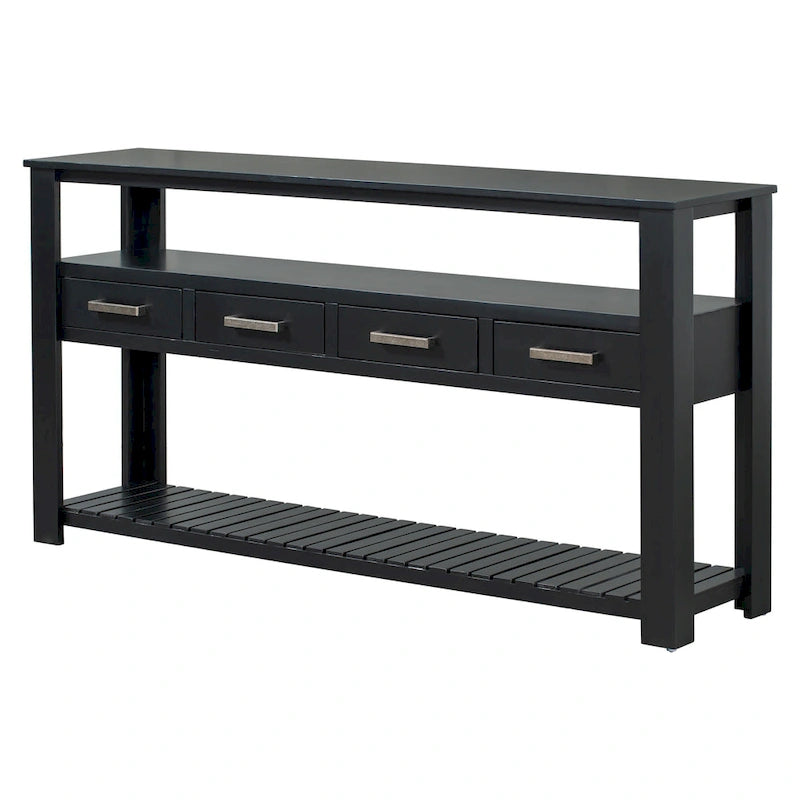 Modern Console Table for Living Room with 4 Drawers and 2 Shelves