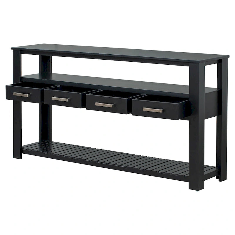 Modern Console Table for Living Room with 4 Drawers and 2 Shelves