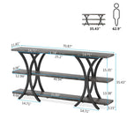 70.8 Inch Narrow Console Table with 3 Tier Shelves