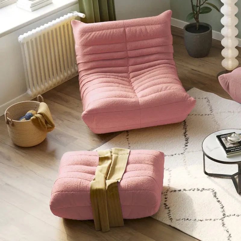 Feature Lazy Sofa Teddy Fabric Couch Living Room Sofa Bean Bag Chair