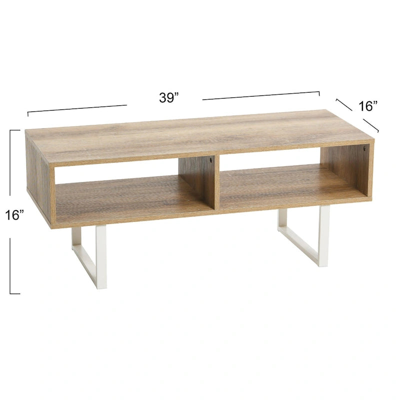 Household Essentials Rectangular TV Stand Coffee Table and Storage - 15.8L x 39.4W x 15.8H