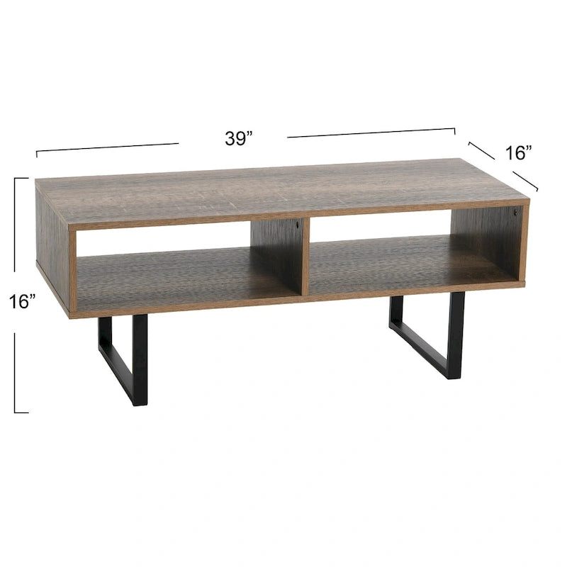 Household Essentials Rectangular TV Stand Coffee Table and Storage - 15.8L x 39.4W x 15.8H