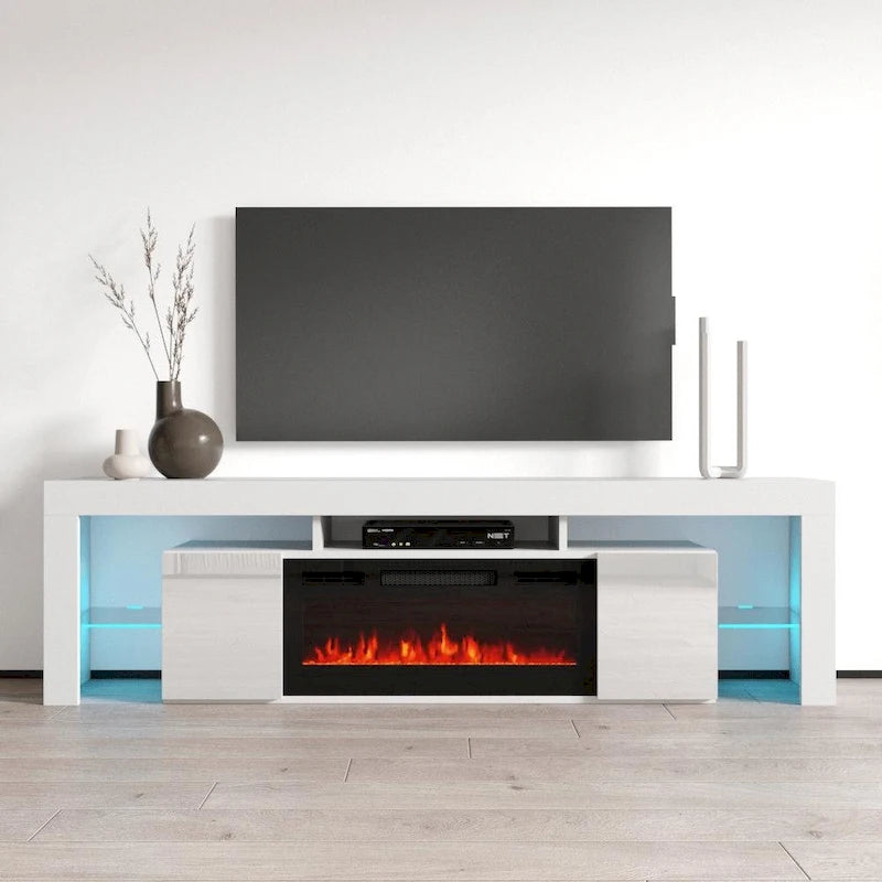 Soleo BL-EF Electric Fireplace 79 TV Stand