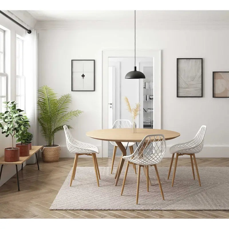 Kurv Mid-Century Modern Dining Chair with Steel Legs for Indoors or Outdoors - Set of 2