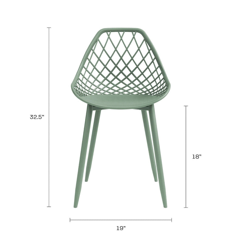 Kurv Mid-Century Modern Dining Chair with Steel Legs for Indoors or Outdoors - Set of 2