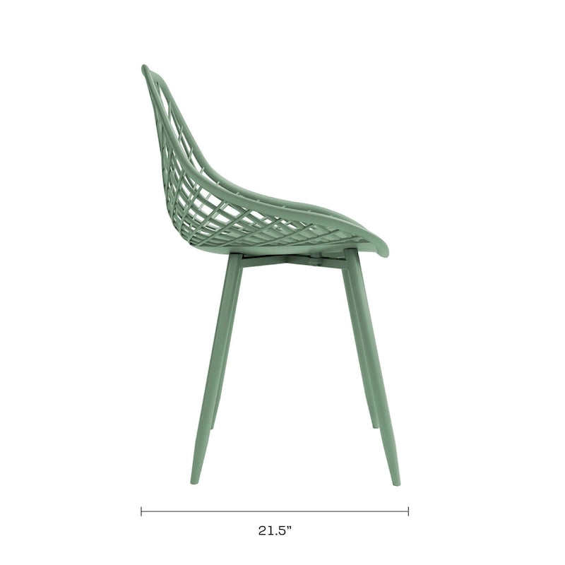 Kurv Mid-Century Modern Dining Chair with Steel Legs for Indoors or Outdoors - Set of 2