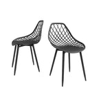 Kurv Mid-Century Modern Dining Chair with Steel Legs for Indoors or Outdoors - Set of 2
