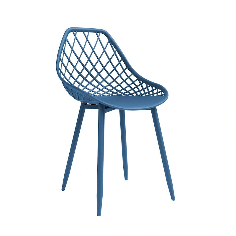 Kurv Mid-Century Modern Dining Chair with Steel Legs for Indoors or Outdoors - Set of 2