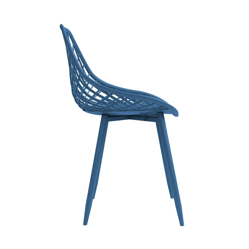 Kurv Mid-Century Modern Dining Chair with Steel Legs for Indoors or Outdoors - Set of 2