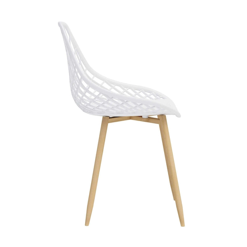 Kurv Mid-Century Modern Dining Chair with Steel Legs for Indoors or Outdoors - Set of 2