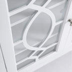 HOMCOM Wood Accent Sideboard Buffet Serving Storage Cabinet with 4 Framed Glass Doors, Adjustable Shelves - 54W x 15.5D x 32H