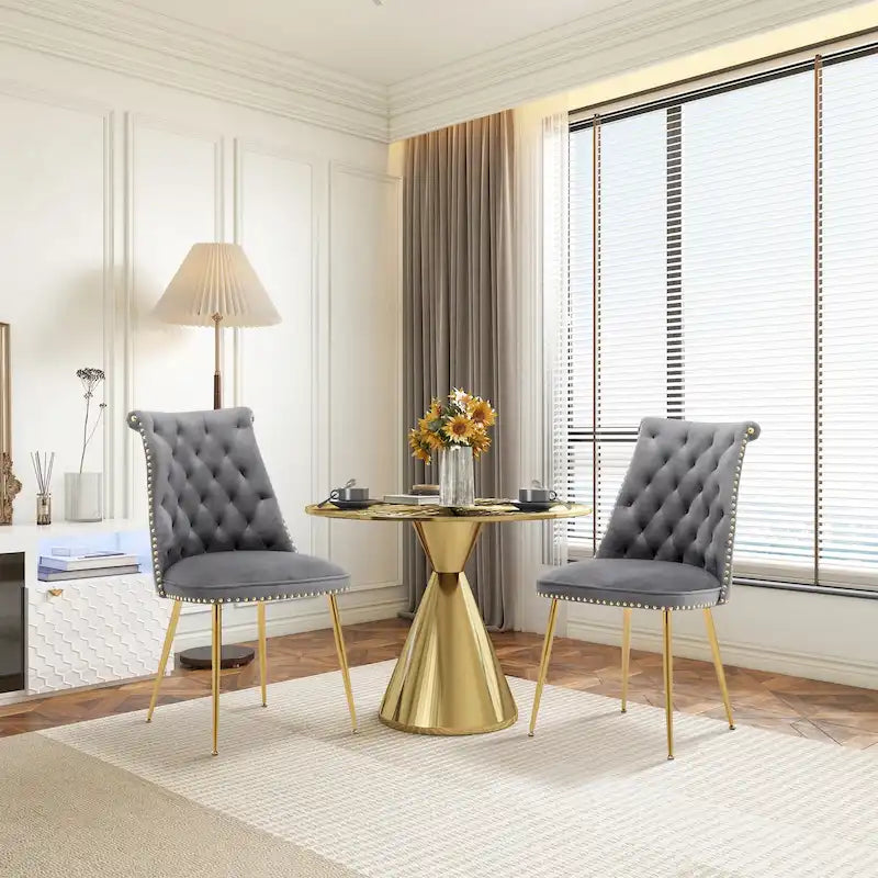 Clihome Modern Velvet Upholstered Featured Dining Chairs (Set of 2)