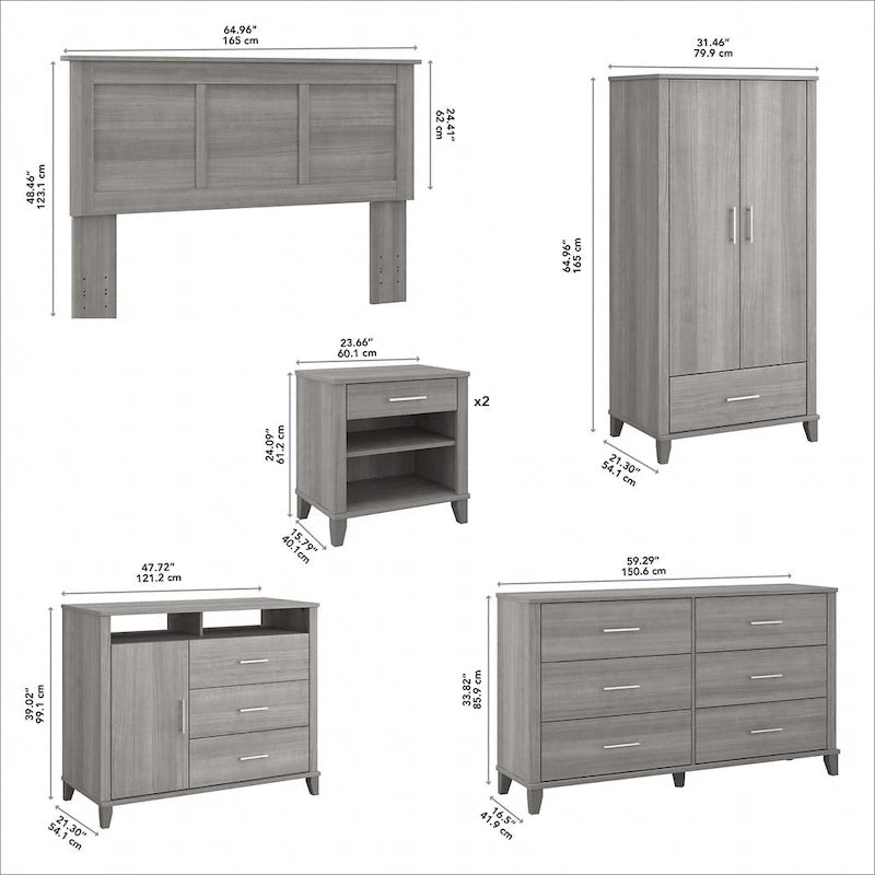 Somerset 6 Piece Full/Queen Size Bedroom Set by Bush Furniture