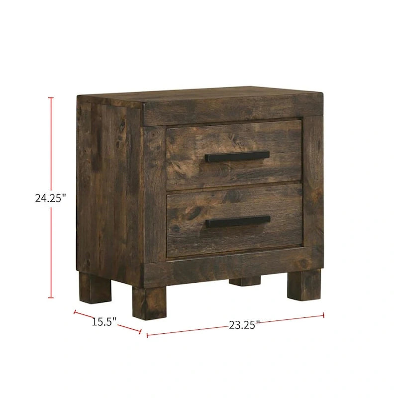 Wooden Storage California King Platform Bedroom Set in Rustic Golden Brown