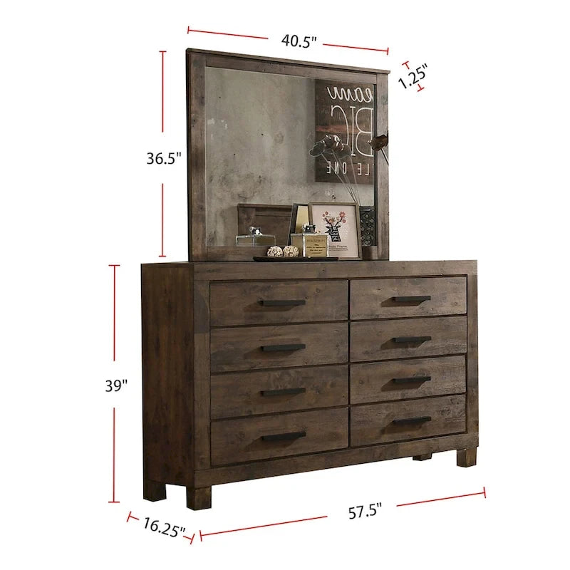 Wooden Storage California King Platform Bedroom Set in Rustic Golden Brown