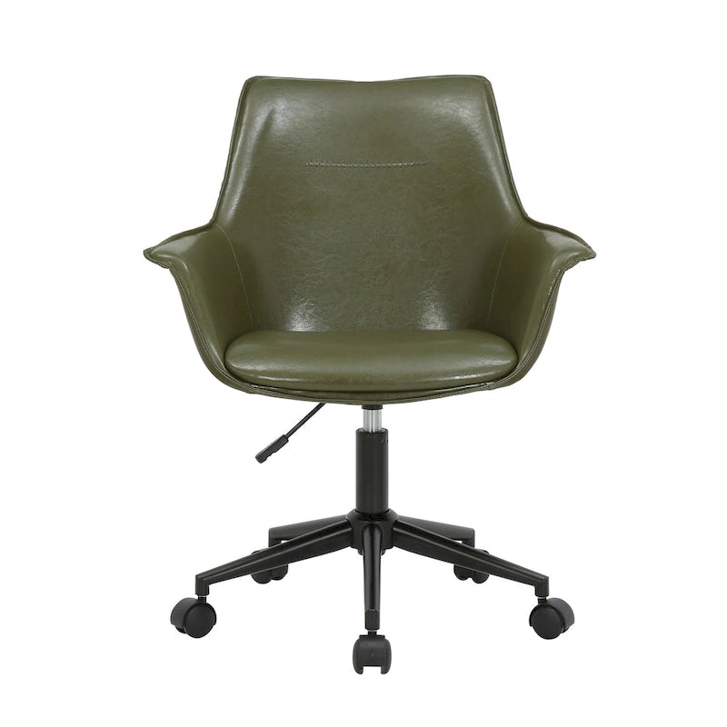 Porthos Home Jamar PU Leather Office Chair with Metal Roller Base