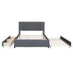Upholstered Platform Bed with 2 Drawers and 1 Twin XL Trundle