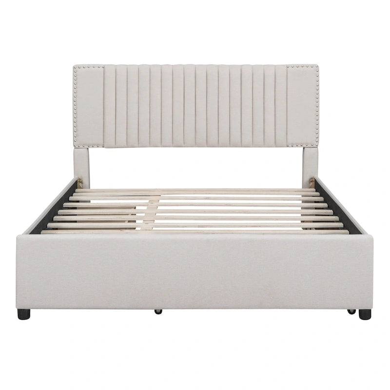 Upholstered Platform Bed with 2 Drawers and 1 Twin XL Trundle