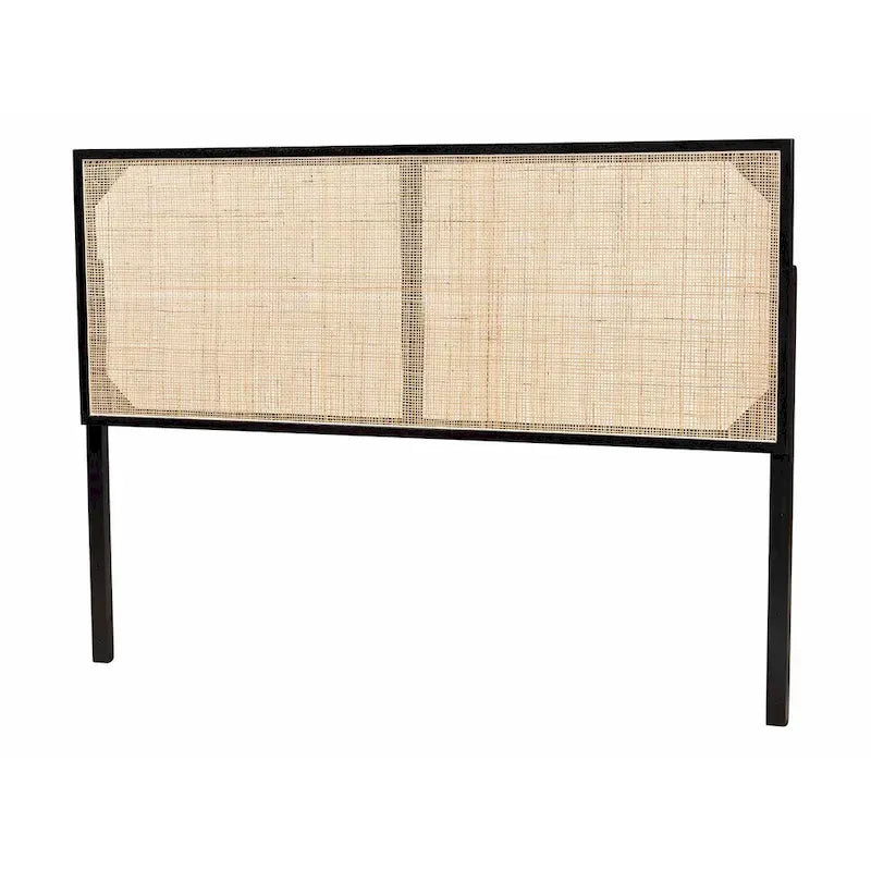 bali & pari Aurelia Modern Bohemian Bayur Wood and Natural Rattan Headboard