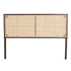 bali & pari Aurelia Modern Bohemian Bayur Wood and Natural Rattan Headboard