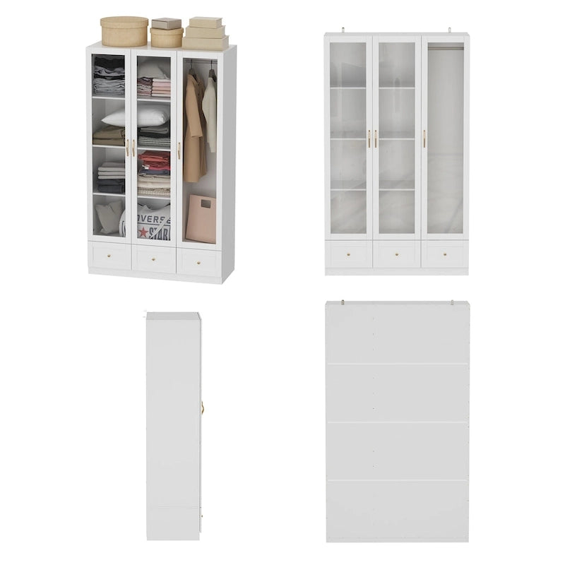 Multi-Unit Wardrobe Versatile Storage Solutions Armoires Cabinet White