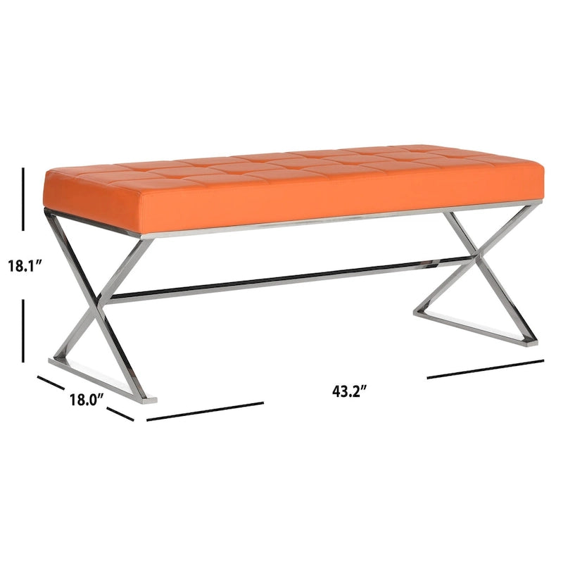 SAFAVIEH Lorayne Modern Glam Tufted Grey Bench - 43Wx18Dx18H