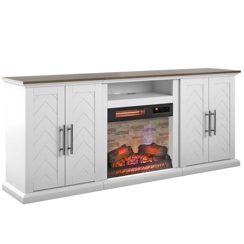 TV Stand for TVs up to 80 with Electric Fireplace and USB Charging Ports