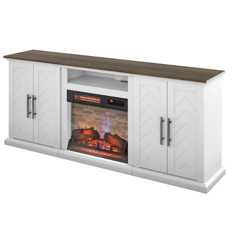 TV Stand for TVs up to 80 with Electric Fireplace and USB Charging Ports