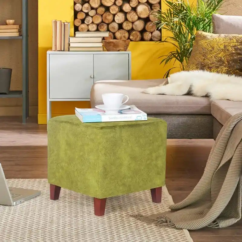 Adeco Square Ottoman Footrest Stool Small Fabric Bench Seat