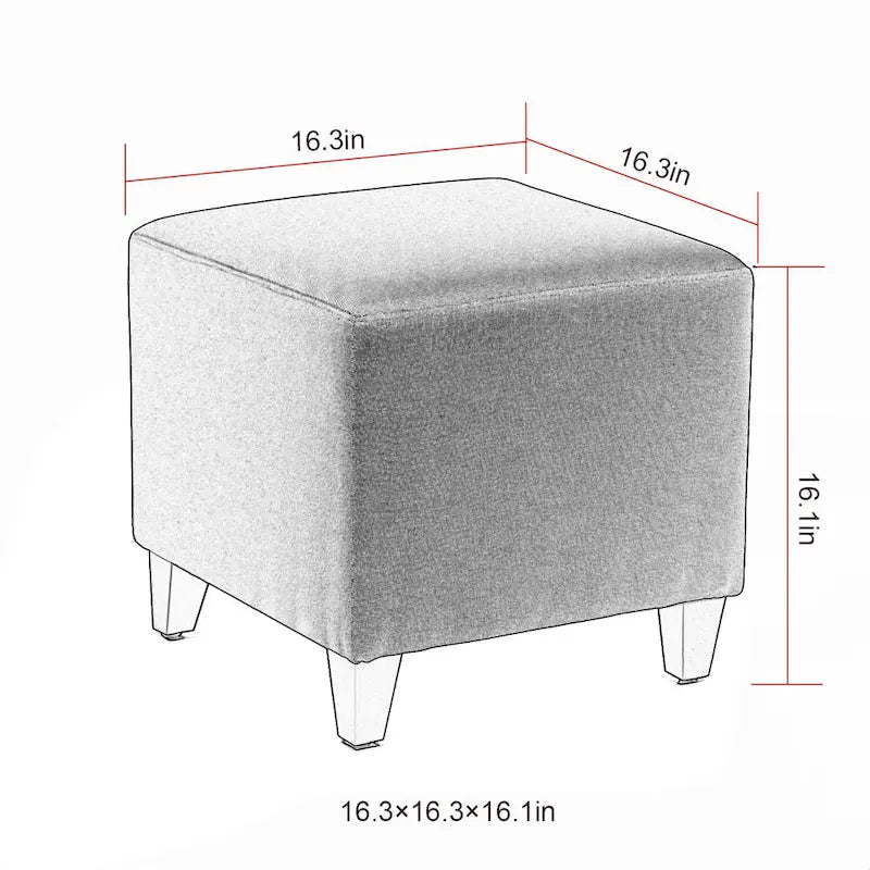 Adeco Square Ottoman Footrest Stool Small Fabric Bench Seat