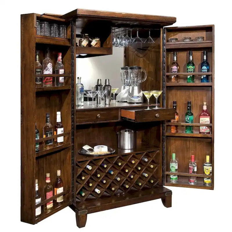 Howard Miller Rogue Valley Solid Wood Liquor Wine Cabinet