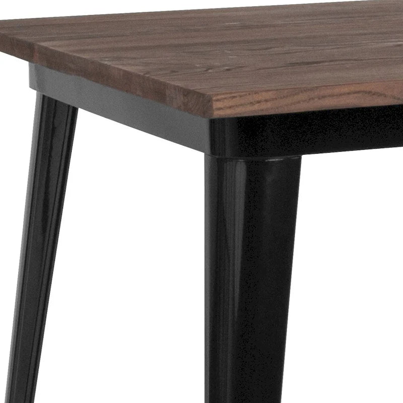 31.5 Square Metal Indoor Bar Height Table with Rustic Wood Top - 31.5W x 31.5D x 42H - 31.5W x 31.5D x 42H