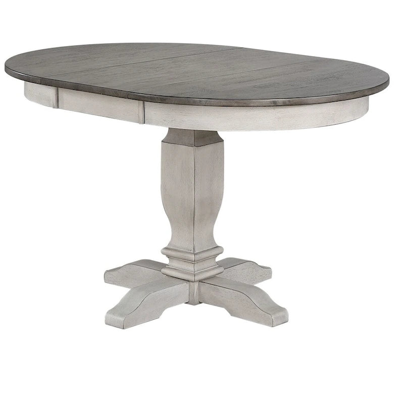 The Gray Barn Avalon 7-piece Dining Set in Stormy White and Ash with Ladderback Chairs