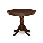 East West Furniture Kitchen Table Set- A Round Dining Room Table and Cream Linen Fabric Parson Chairs, Mahogany (Pieces Options)