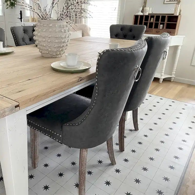 Faux Leather Dining Chairs Set of 2, Upholstered Chairs for Kitchen & Dining Room